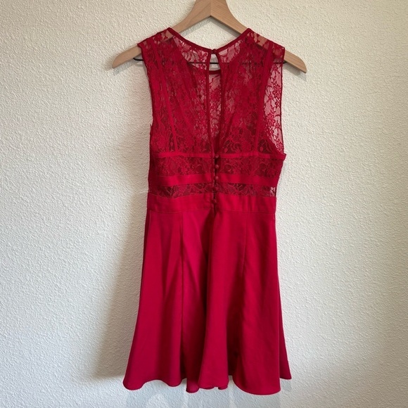 Intimately Free People Small Womens Lace Red Mini Dress Boho Wedding Holiday - Picture 7 of 7